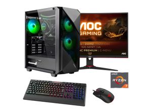 4045643124016 - E (A bis G) HYRICAN Gaming-PC-Komplettsystem Striker SET02401 Computer-Komplettsysteme DDR5 Windows 11 inklusive 27 Curved Monitor AOC C27G2ZEBK Gr Microsoft Windows 11 Home (64 Bit) 16 GB RAM 1000 GB SSD schwarz PC Sets