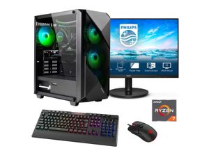 4045643124207 - E (A bis G) HYRICAN Gaming-PC-Komplettsystem Striker SET02420 Computer-Komplettsysteme DDR5 Windows 11 inklusive 27 Monitor Philips 271V8LA Gr Microsoft Windows 11 Home (64 Bit) 16 GB RAM 1000 GB SSD schwarz PC Sets