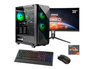 4045643124221 - F (A bis G) HYRICAN Gaming-PC-Komplettsystem Striker SET02422 Computer-Komplettsysteme DDR5 Windows 11 inklusive 30 Curved Monitor MSI Optix MAG301CR2 Gr Microsoft Windows 11 Home (64 Bit) 16 GB RAM 1000 GB SSD schwarz PC Sets