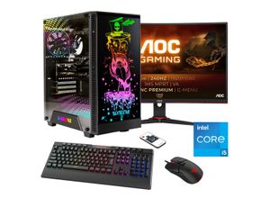 4045643124252 - E (A bis G) HYRICAN Gaming-PC-Komplettsystem Rockstar SET02425 Computer-Komplettsysteme DDR5 Windows 11 inklusive 27 Curved Monitor AOC C27G2ZEBK Gr Microsoft Windows 11 Home (64 Bit) 16 GB RAM 1000 GB SSD schwarz PC Sets