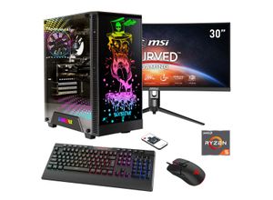 4045643124344 - F (A bis G) HYRICAN Gaming-PC-Komplettsystem Rockstar SET02434 Computer-Komplettsysteme DDR5 Windows 11 inklusive 30 Curved Monitor MSI Optix MAG301CR2 Gr Microsoft Windows 11 Home (64 Bit) 16 GB RAM 1000 GB SSD schwarz PC Sets