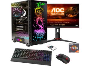 4045643124511 - E (A bis G) HYRICAN Gaming-PC-Komplettsystem Rockstar SET02451 Computer-Komplettsysteme DDR5 Windows 11 inklusive 24 Curved Monitor AOC C24G2AEBK Gr Microsoft Windows 11 Home (64 Bit) 16 GB RAM 1000 GB SSD schwarz PC Sets Bestseller