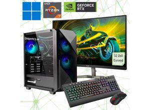 4045643124658 - F (A bis G) HYRICAN Gaming-PC-Komplettsystem Striker SET2465 Computer-Komplettsysteme Windows 11inklusive 32 Curved Monitor Philips 32M1C5500VL Gr Microsoft Windows 11 Home (64 Bit) 32 GB RAM 2000 GB SSD schwarz PC Sets