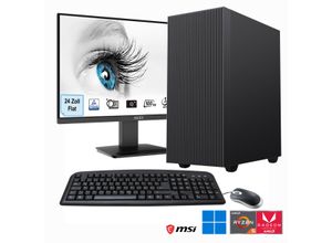 4045643124719 - E (A bis G) GAMEMAX PC-Komplettsystem MegaDeal Multimedia-PC-Set Computer-Komplettsysteme Windows 11 + MSI PRO MP2412DE Monitor 60cm (24) + Maus & Tastatur Gr Microsoft Windows 11 Home (64 Bit) 16 GB RAM schwarz