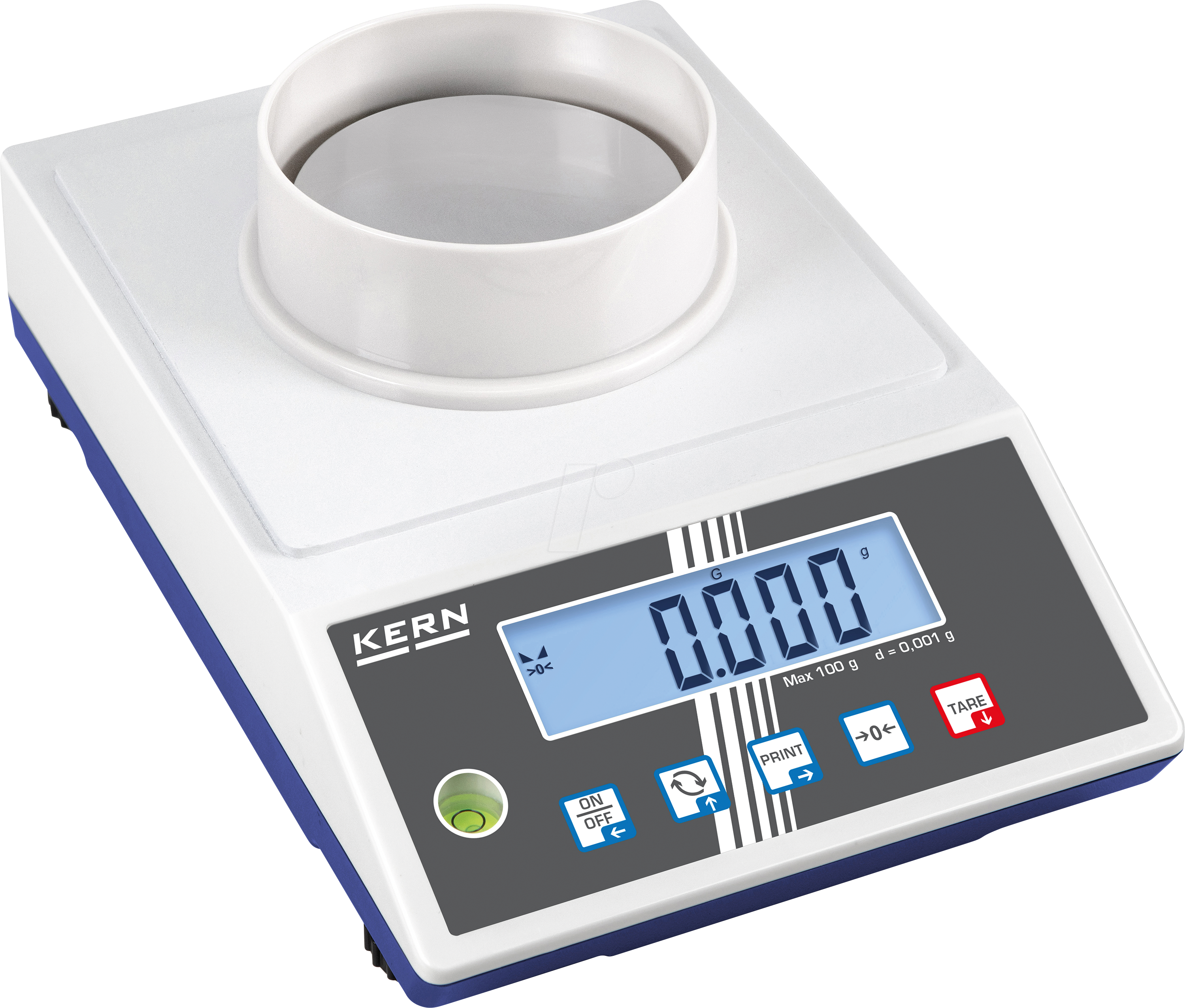 4045761215610 - KERN IoT-Line Kompakt-Laborwaage ringförmiger Windschutz Wägebereich bis 02 kg Ablesbarkeit 0001 g Wägeplatte Ø 82 mm