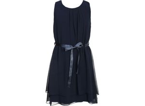 4045782182762 - GOL® Cocktailkleid knielang Bindegürtel Raffung für Kinder blau 140
