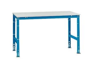 4045916070224 - AU40615012 Arbeits-Grundtisch UNIVERSAL Standard mit Melaminplatte BxTxH = 1500 x 1000 x 760-870 mm Licht-Blau (RAL 5012)