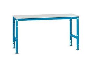 4045916070446 - AU40815012 Arbeits-Grundtisch UNIVERSAL Standard mit Melaminplatte BxTxH = 1750 x 800 x 760-870 mm Licht-Blau (RAL 5012)