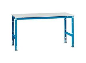 4045916070545 - AU40915012 Arbeits-Grundtisch UNIVERSAL Standard mit Melaminplatte BxTxH = 1750 x 1000 x 760-870 mm Licht-Blau (RAL 5012)