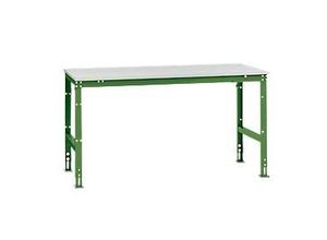 4045916070569 - AU40916011 Arbeits-Grundtisch UNIVERSAL Standard mit Melaminplatte BxTxH = 1750 x 1000 x 760-870 mm Resedagrün (RAL 6011)