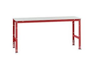 4045916070743 - AU41113003 Arbeits-Grundtisch UNIVERSAL Standard mit Melaminplatte BxTxH = 2000 x 800 x 760-870 mm Rubin-Rot