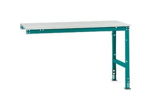 4045916072259 - AU60515021 Arbeits-Anbautisch UNIVERSAL Standard mit Melaminplatte BxTxH = 1500 x 800 x 760-870 mm Wasserblau