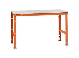 4045916078329 - AU40572001 Arbeits-Grundtisch UNIVERSAL Standard mit Kunststoffplatte BxTxH = 1500x800x760-870 mm Rotorange (RAL 2001)