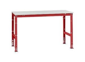 4045916078336 - AU40573003 Arbeits-Grundtisch UNIVERSAL Standard mit Kunststoffplatte BxTxH = 1500x800x760-870 mm Rubin-Rot