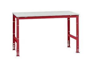 4045916078435 - AU40673003 Arbeits-Grundtisch UNIVERSAL Standard mit Kunststoffplatte BxTxH = 1500x1000x760-870 mm Rubin-Rot