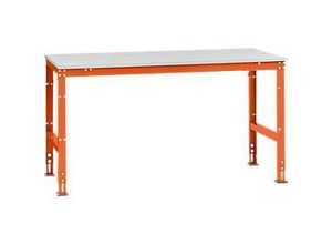 4045916078749 - AU40972001 Arbeits-Grundtisch UNIVERSAL Standard mit Kunststoffplatte BxTxH = 1750x1000x760-870 mm Rotorange (RAL 2001)