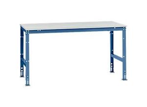 4045916078787 - AU40975007 Arbeits-Grundtisch UNIVERSAL Standard mit Kunststoffplatte BxTxH = 1750x1000x760-870 mm Brillantblau (RAL 5007)