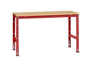 4045916093711 - AU40553003 Arbeits-Grundtisch UNIVERSAL Standard mit Multiplexplatte BxTxH = 1500 x 800 x 760-870 mm Rubin-Rot