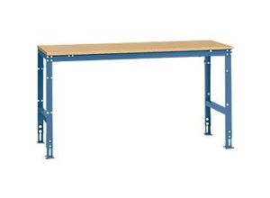 4045916094046 - AU40855007 Arbeits-Grundtisch UNIVERSAL Standard mit Multiplexplatte BxTxH = 1750 x 800 x 760-870 mm Brillantblau (RAL 5007)