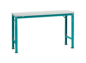 4045916137729 - AU70515021 Arbeits-Grundtisch UNIVERSAL Spezial mit Melaminplatte BxTxH = 1500 x 800 x 722-1022 mm Wasserblau