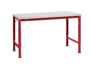 4045916137798 - AU70613003 Arbeits-Grundtisch UNIVERSAL Spezial mit Melaminplatte BxTxH = 1500 x 1000 x 722-1022 mm Rubin-Rot