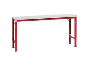 4045916138016 - AU70813003 Arbeits-Grundtisch UNIVERSAL Spezial mit Melaminplatte BxTxH = 1750 x 800 x 722-1022 mm Rubin-Rot