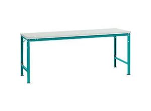 4045916138504 - AU71215021 Arbeits-Grundtisch UNIVERSAL Spezial mit Melaminplatte BxTxH = 2000 x 1000 x 722-1022 mm Wasserblau