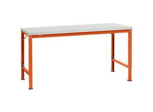 4045916140286 - AU70972001 Arbeits-Grundtisch UNIVERSAL Spezial mit Kunststoffplatte BxTxH = 1750x1000x722-1022 mm Rotorange (RAL 2001)