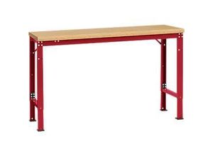 4045916146455 - AU70553003 Arbeits-Grundtisch UNIVERSAL Spezial mit Multiplexplatte BxTxH = 1500 x 800 x 722-1022 mm Rubin-Rot