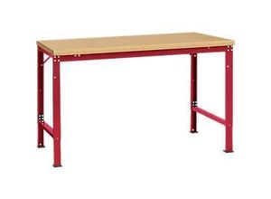 4045916146554 - AU70653003 Arbeits-Grundtisch UNIVERSAL Spezial mit Multiplexplatte BxTxH = 1500 x 1000 x 722-1022 mm Rubin-Rot