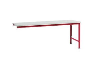 4045916153545 - AU81273003 Arbeits-Anbautisch UNIVERSAL Spezial mit Kunststoffplatte BxTxH = 2000 x 1000 x 722-1022 mm Rubin-Rot