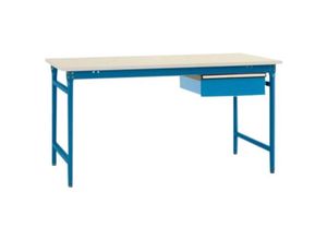 4045916194364 - BB52575007 Komplett-Beistelltisch BASIS stationär mit Kunststoff-Platte + Einzelschubfach BxTxH 1500 x 800 x 780 mm Brillantblau (RAL 5007)