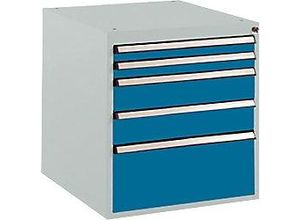 4045916255843 - SP11225007 Schubfachschrank BASETEC Stationär Nutzhöhe 500 mm mit 5 Schubfächern in brillantblau RAL 5007 N A