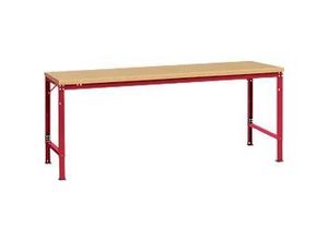 4045916460520 - AU71253003 Arbeits-Grundtisch UNIVERSAL Spezial mit Multiplexplatte BxTxH = 2000 x 1000 x 722-1022 mm Rubin-Rot