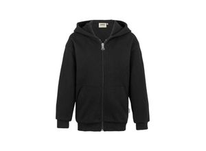 4045981042522 - Kinder Kapuzen-Sweatjacke Premium schwarz 128 - Hakro