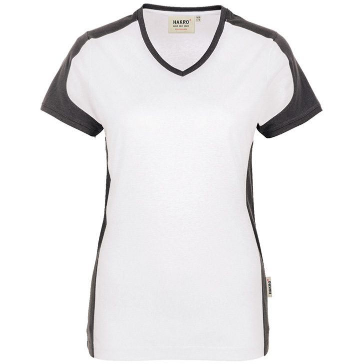 4045981086557 - Women-V-Shirt Contrast Performance 50% Baumwolle   50% Polyeste