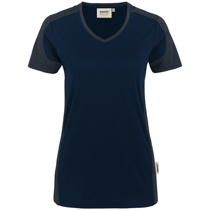 4045981086809 - Women-V-Shirt Contrast Performance 50% Baumwolle   50% Polyeste