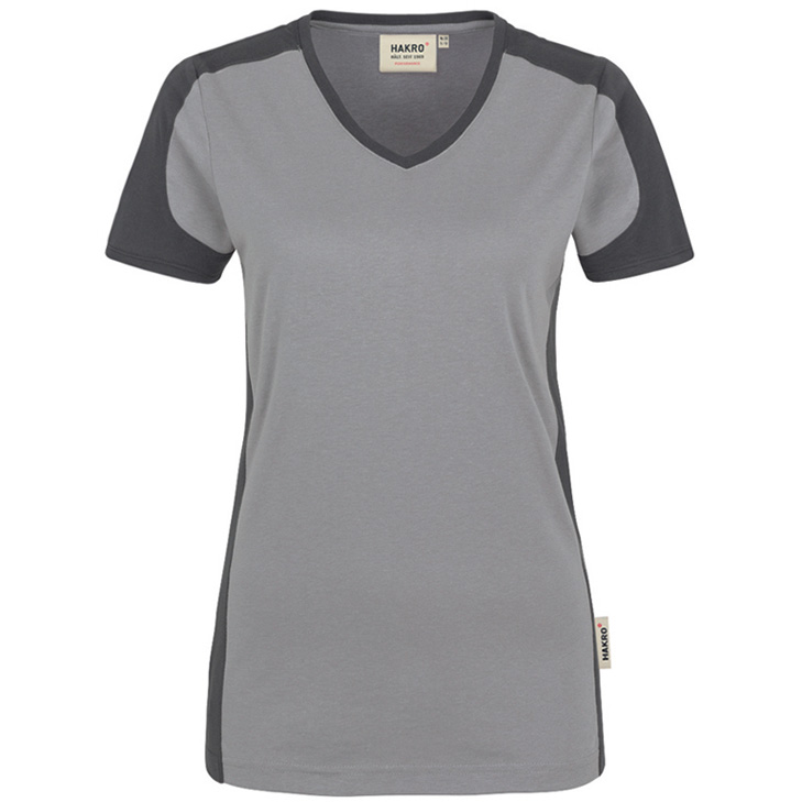 4045981086915 - Women-V-Shirt Contrast Performance 50% Baumwolle   50% Polyeste