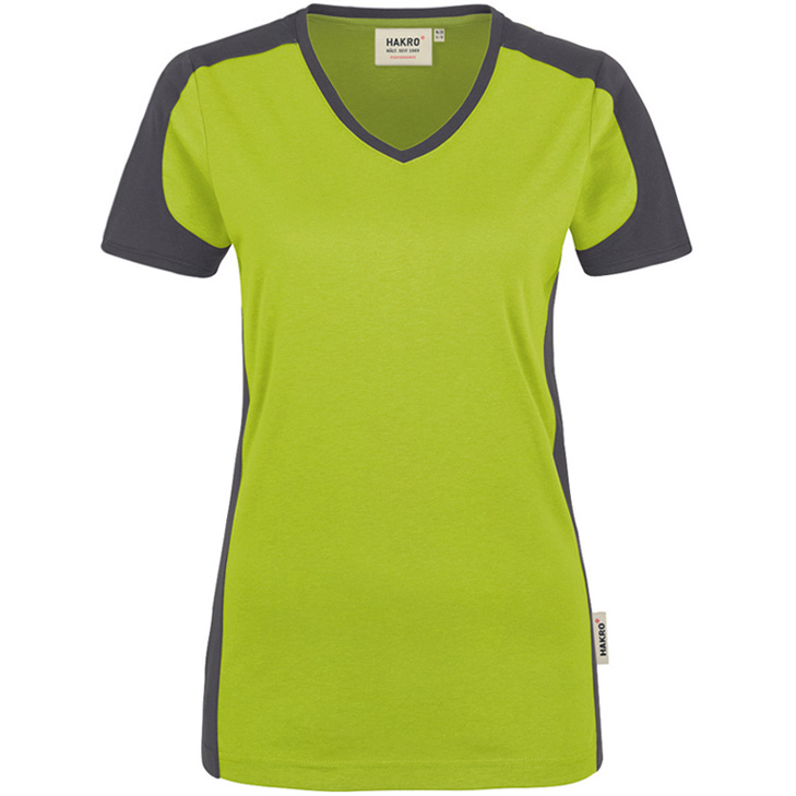 4045981092503 - Women-V-Shirt Contrast Performance 50% Baumwolle   50% Polyeste