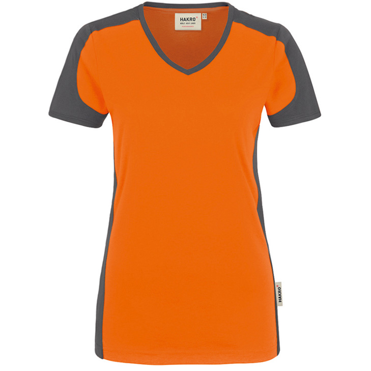 4045981094446 - Women-V-Shirt Contrast Performance 50% Baumwolle   50% Polyeste