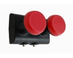 4046173100112 - MegaSat Diavolo Twin-LNB Monoblock Teilnehmer-Anzahl 2 Feedaufnahme 40 mm vergoldete Anschlüsse Wetterschutz Schwarz Rot