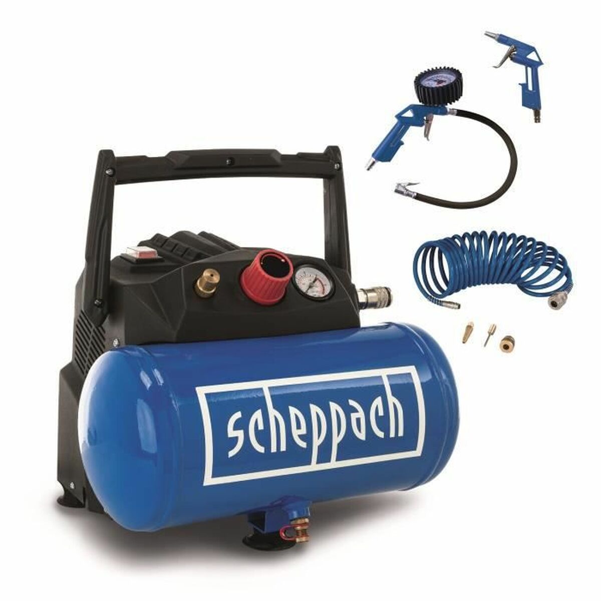 4046664174431 - Kompressor HC06 ölfrei 6L 8bar 1200W + Zubehörset Modell 2023 - Scheppach 4046664174431 - Kompressor HC06 ölfrei 6L 8bar 1200W + Zubehörset Modell 2023 - Scheppach