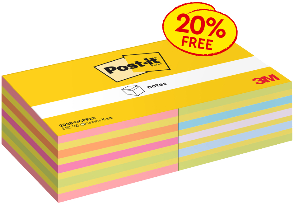 4046719028238 - Post-it Haftnotizenwürfel 76 x 76 mm Farbig sortiert Vorteilspackung 2 Blöcke à 450 Blatt 4046719028238 - Post-it Haftnotizenwürfel 76 x 76 mm Farbig sortiert Vorteilspackung 2 Blöcke à 450 Blatt