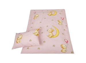 4046785170787 - Bestlivings - Kinder Bettwäsche 2-tlg ( 100x135cm   40x60cm ) Bettdecken Set 100% Baumwolle - Babybettwäsche mit Motiv - Bärchen Rosa - Bärchen Rosa