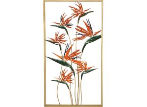 4046884069067 - Wanddekoobjekt Wanddekoration orange (terra) B50cm H91cm T5cm Metall HOFMANN LIVING AND MORE Wanddekoobjekte Strelizien mit Rahmen in goldfarben
