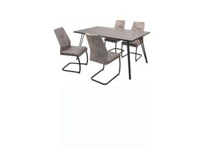 4046884081809 - Tischgruppe- 5teilig Cora grau-schwarz