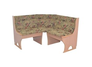 4046884087900 - Truheneckbank Anja 1B 125x125 cm Holzdekor Buche Stoff braun mit Blumendessin