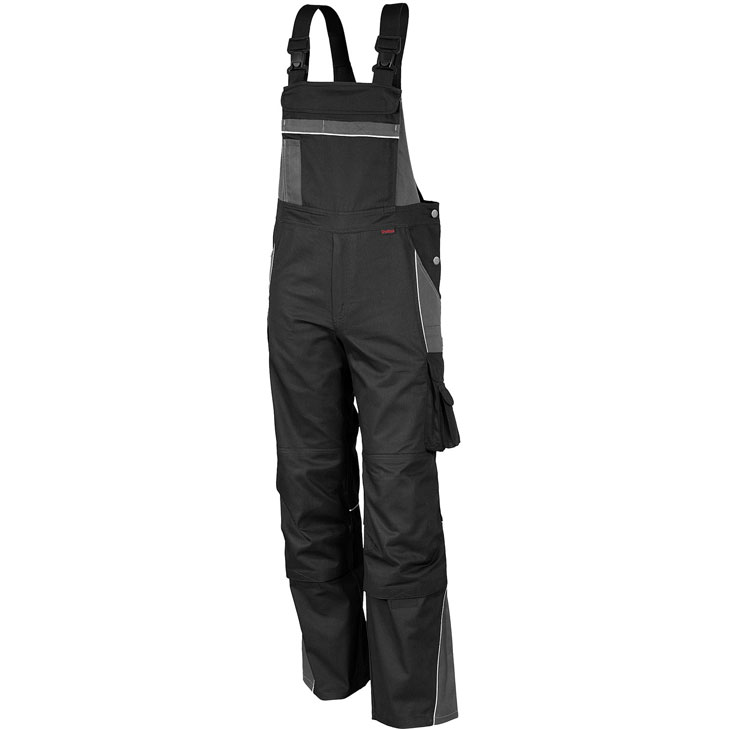 4046987027773 - Arbeitshose pro in schwarz grau Größe 42 - Latzhose mg 245 g - Blaumann für PROfessionals - schwarz grau - 42 - Qualitex