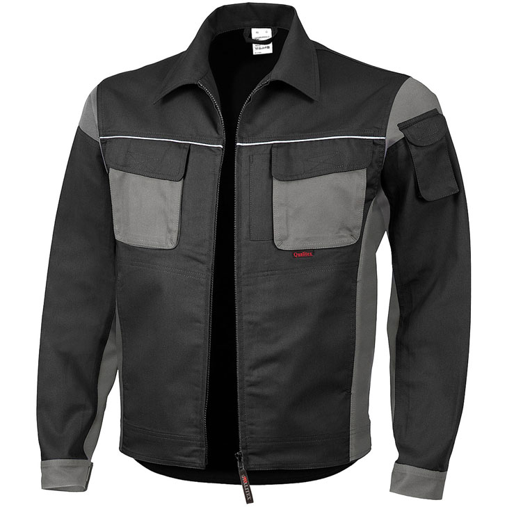 4046987029685 - Arbeitsjacke pro in schwarz grau Größe 48 - Bundjacke mg 245 g - PROfessionals-Werkstattjacke - schwarz grau - 48 - Qualitex