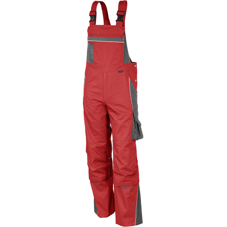 4046987029906 - Arbeitshose pro in rot grau Größe 56 - Latzhose mg 245 g - Blaumann für PROfessionals - rot grau - 56 - Qualitex